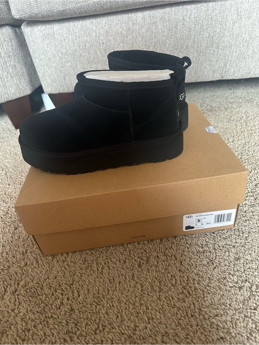 UGG Kids Mini Boot in Black Suede